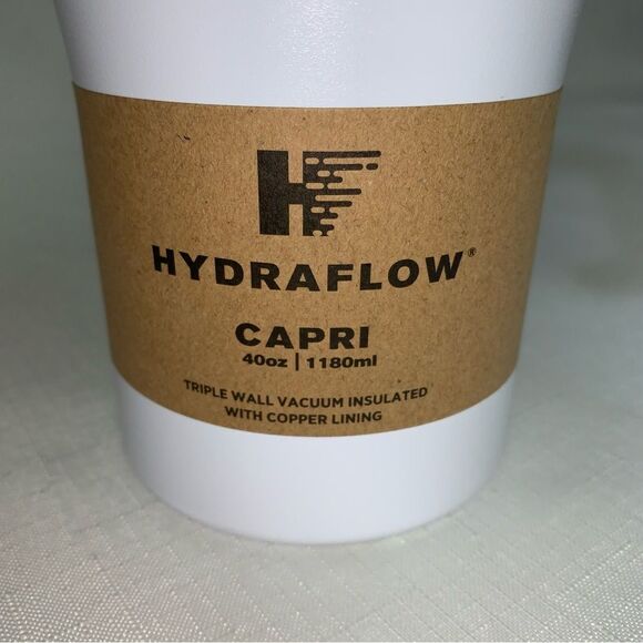 NEW Hydraflow Capri White 40 Tumbler Straw Handle Stainless Water Cold Hot Drink - Picture 9 of 16
